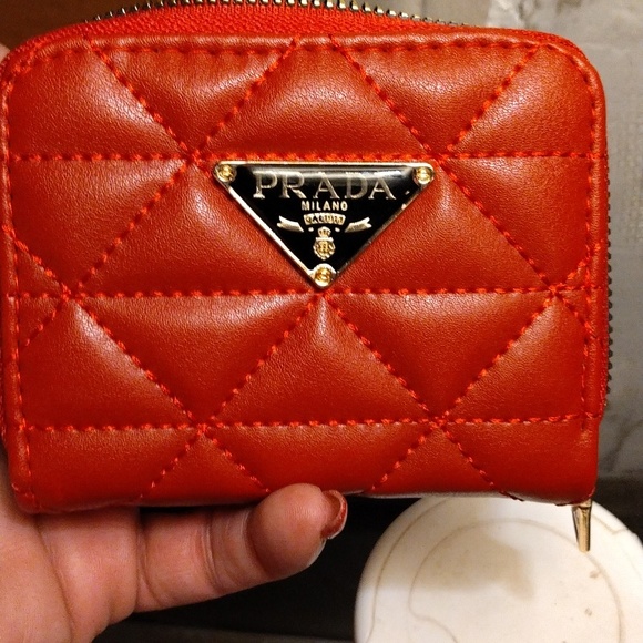 Prada Handbags - Small Red Prada Quilted Wallet